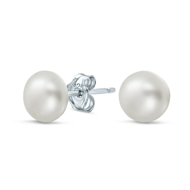 Details about   Real 18kt White Gold 4.50 MM White Pearl Stud Earrings for Women 